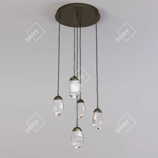 Celestial Pebble Chandelier: Enchanting Illumination 3D model image 1