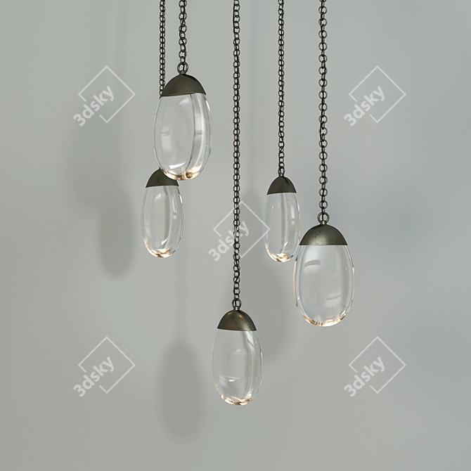 Celestial Pebble Chandelier: Enchanting Illumination 3D model image 2