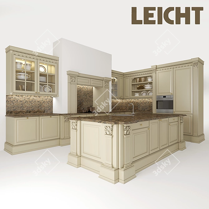 Luxurious Kitchen Versailles: French Classicism with German Quality 3D model image 1