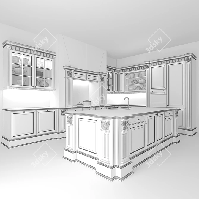 Luxurious Kitchen Versailles: French Classicism with German Quality 3D model image 3