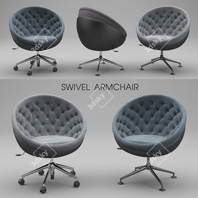 Elegant Swivel Armchair 3D model image 1