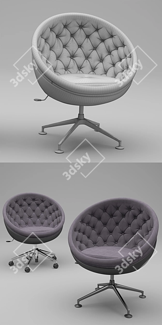 Elegant Swivel Armchair 3D model image 3