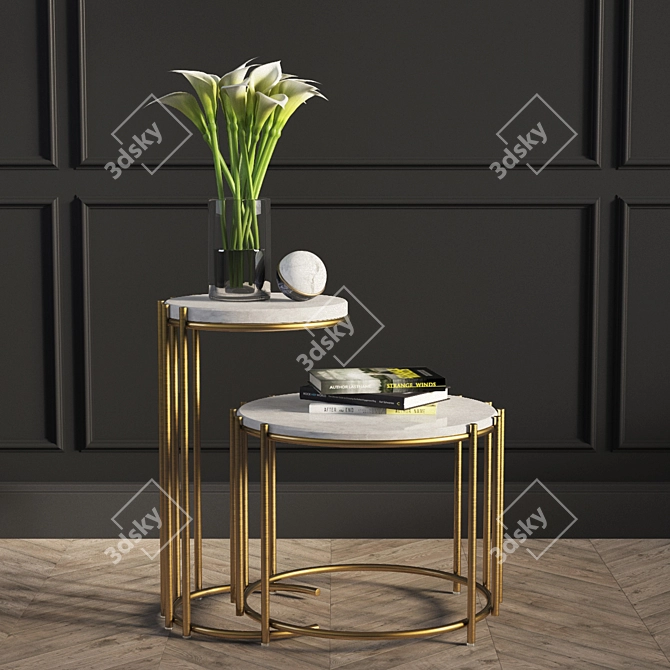 Modern Nesting Side Tables: Messina Collection 3D model image 1