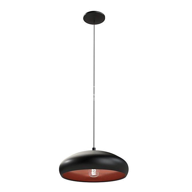 Industrial Chic Suspension Light - Steel, Black & Copper 3D model image 1