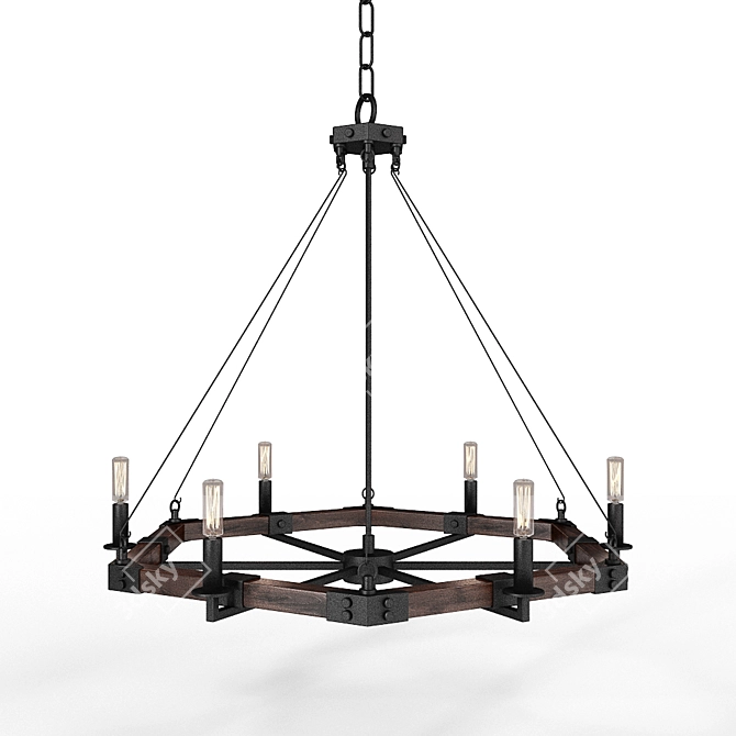 Sleek Blacksmith Metal Chandelier 3D model image 1