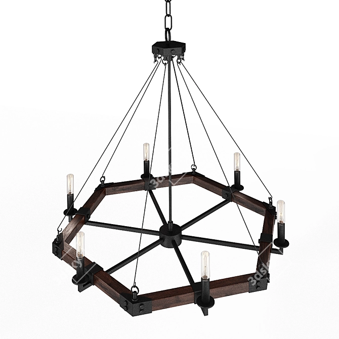 Sleek Blacksmith Metal Chandelier 3D model image 2