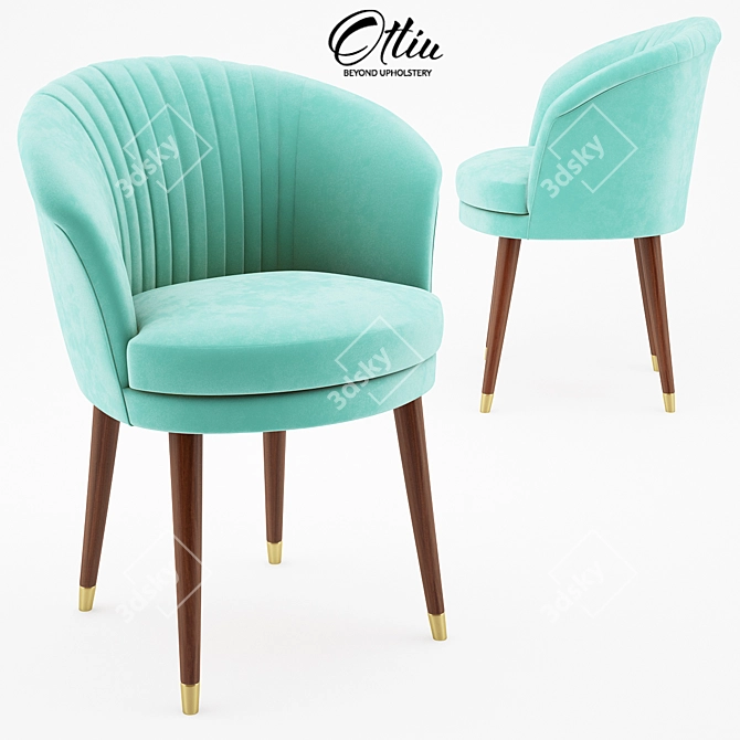 Elegante Velvet Lupino Dining Chair 3D model image 1