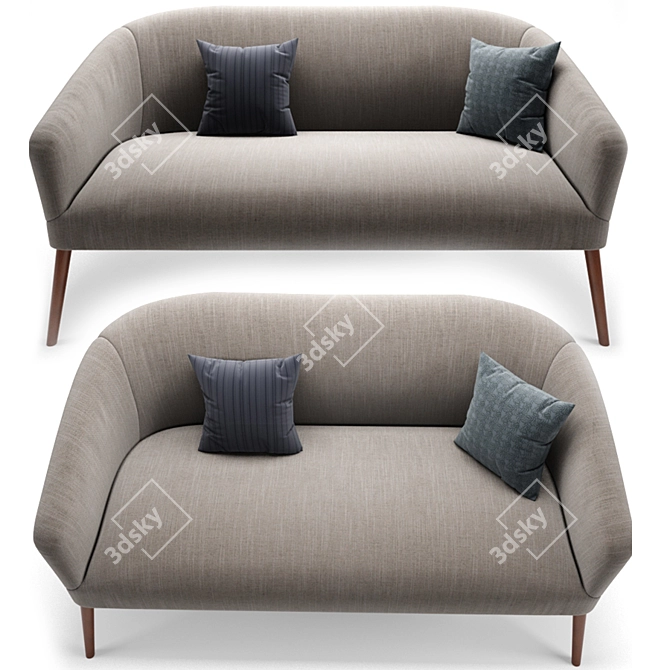 Pomeroy Barrel Sofa: Stylish Comfort 3D model image 1