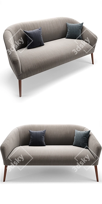 Pomeroy Barrel Sofa: Stylish Comfort 3D model image 2