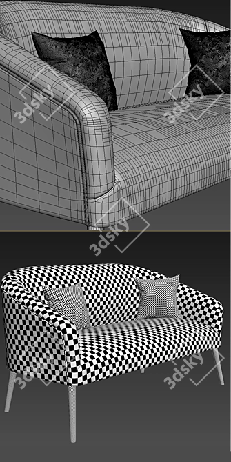 Pomeroy Barrel Sofa: Stylish Comfort 3D model image 3