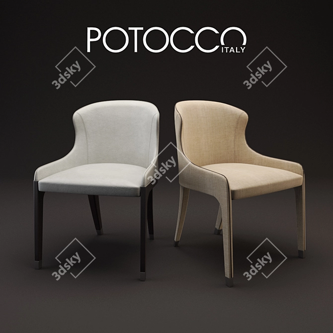 Potocco Miura Chair: Elegant Beech Wood Design 3D model image 1