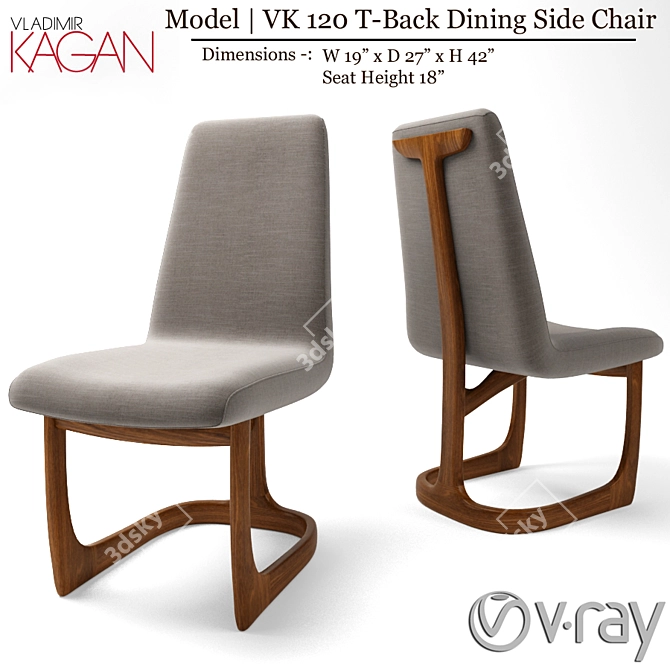 Modern T-Back Dining Side Chair - VK 120 3D model image 1