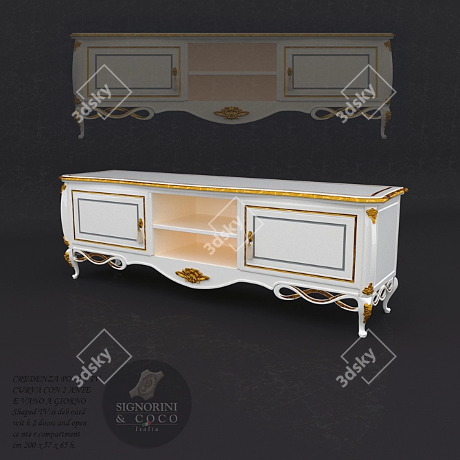 Sleek Italian Design TV Stand 3D model image 1