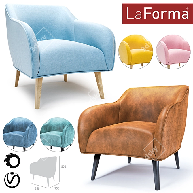 LaForma Lobby: Stylish Studded Armchair from Spain 3D model image 1