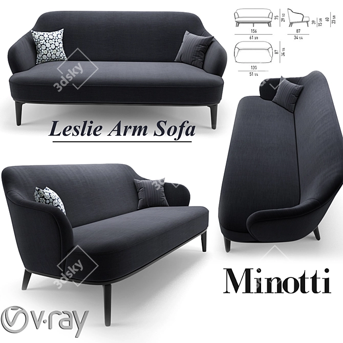 Modern Leslie Armsofa Minotti - 3DSMAX2014 & obj formats 3D model image 1