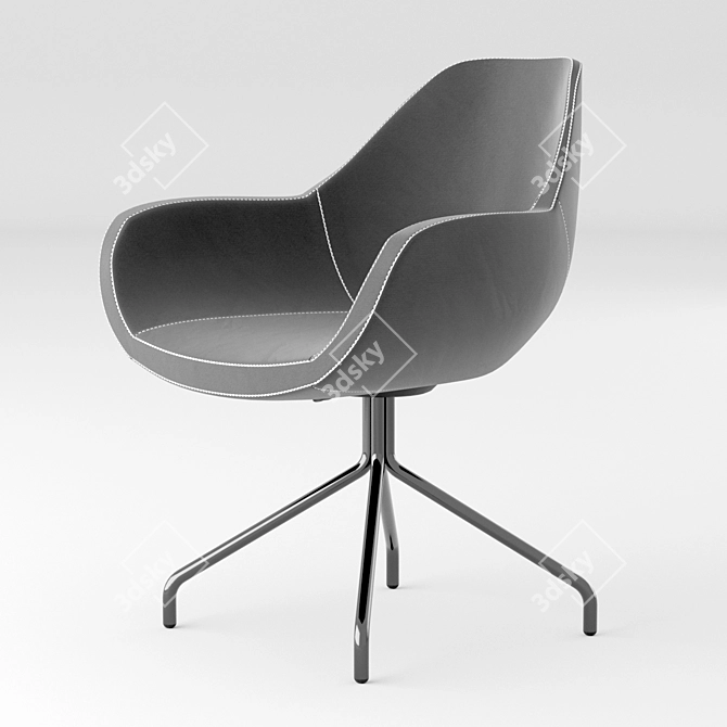 Elegant Black Leather Office Chair 3D model image 1