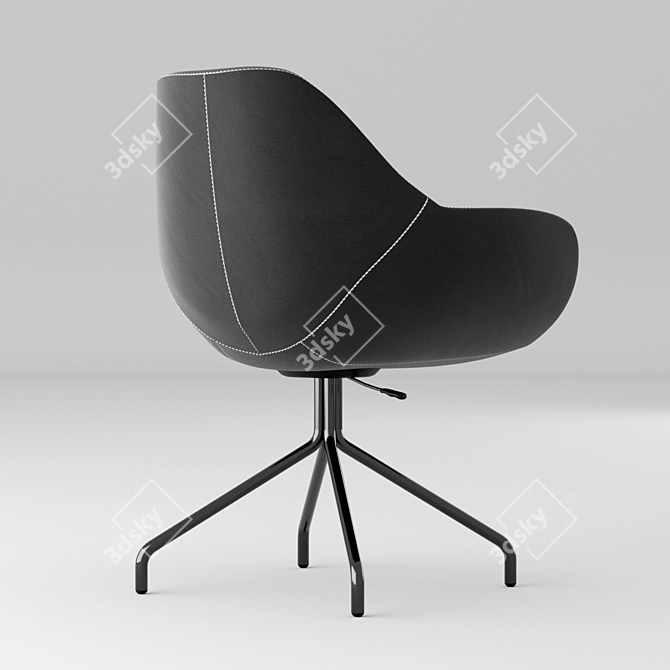 Elegant Black Leather Office Chair 3D model image 2