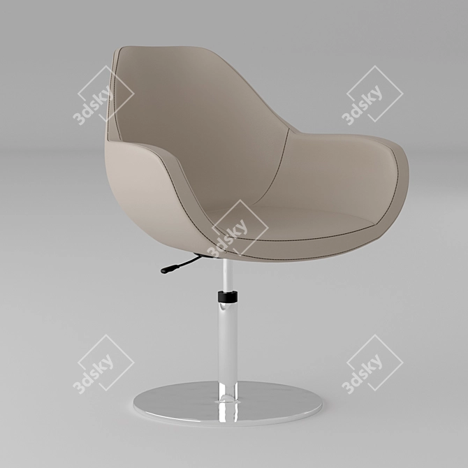 Elegant Beige Leather Office Chair 3D model image 1