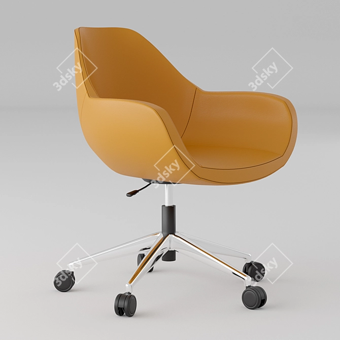 Vibrant Orange Leather Office Chair 3D model image 1