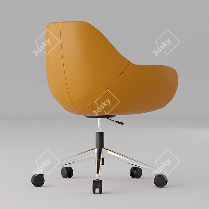 Vibrant Orange Leather Office Chair 3D model image 2