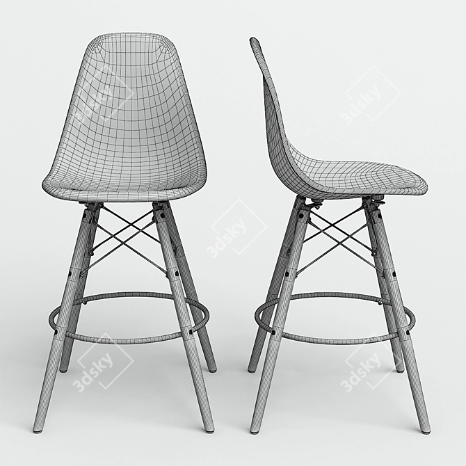 Eames Style DSW Bar Chair | 50x50x106 cm 3D model image 2