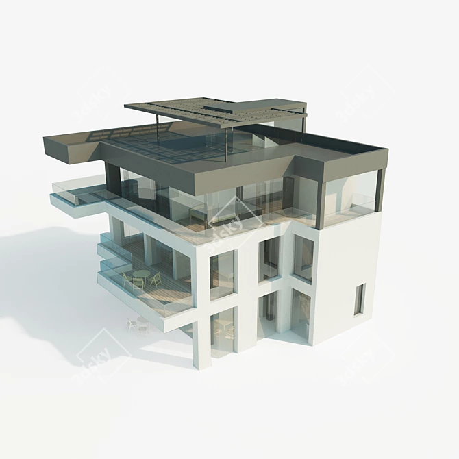 Modern Style Residential House 3D model image 1