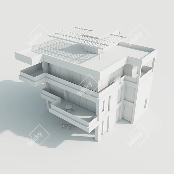 Modern Style Residential House 3D model image 3