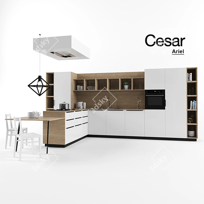 Customizable Cesar Kitchen: Ariel Model 3D model image 1