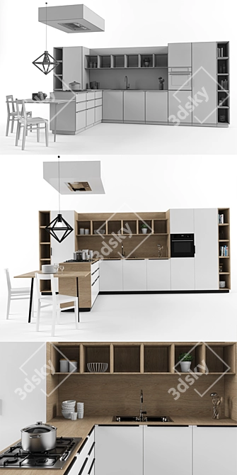 Customizable Cesar Kitchen: Ariel Model 3D model image 2