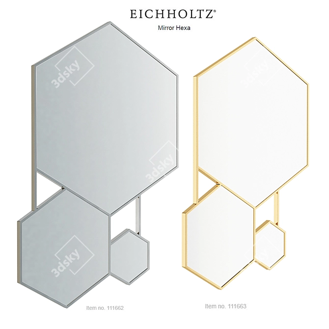 EICHHOLTZ Hexa Mirror: Polished Stainless Steel 3D model image 1