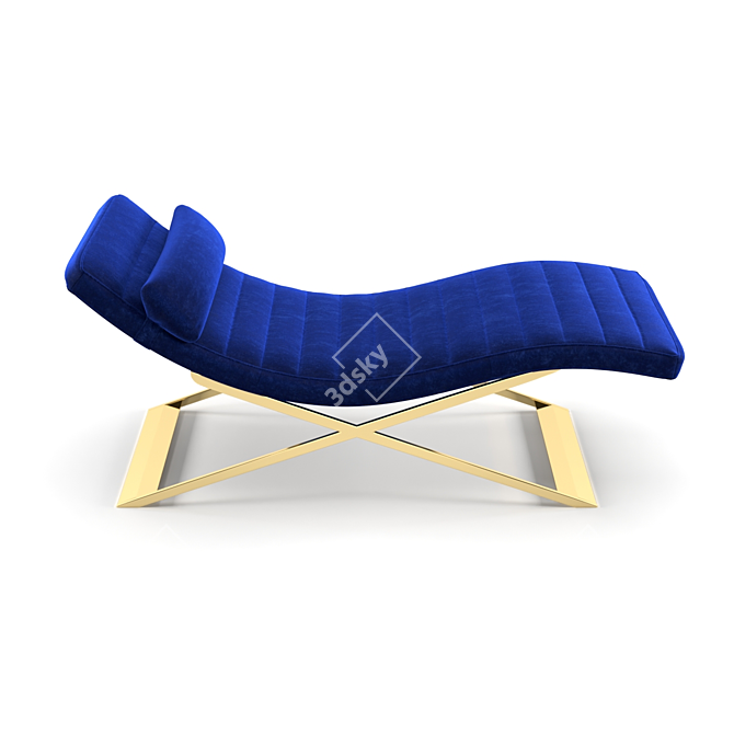 Luxury Blue Velvet Electric Chaise 3D model image 2