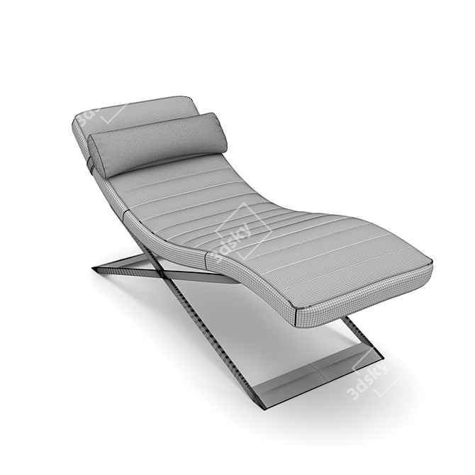 Luxury Blue Velvet Electric Chaise 3D model image 3