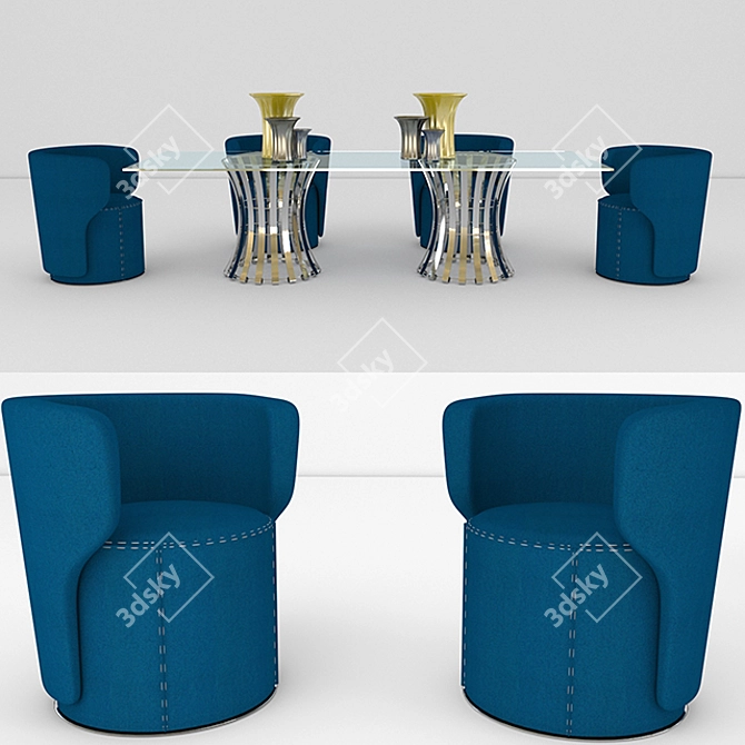 Sleek and Modern Dolfi Dining 3D model image 1