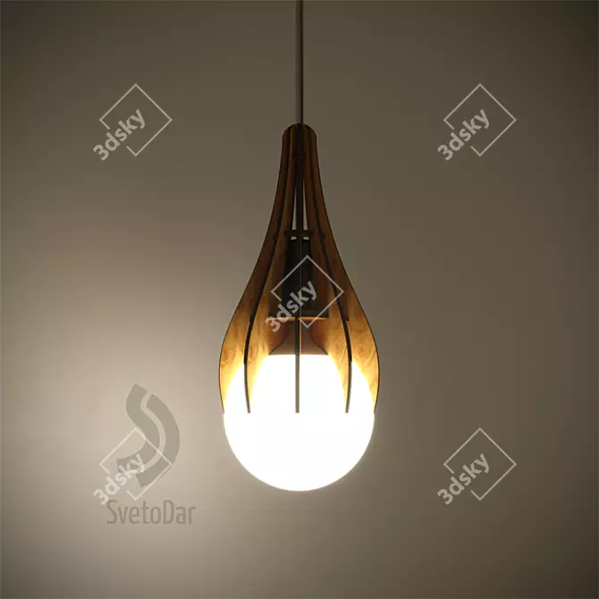 Parametric Wooden Pendant Light 3D model image 3