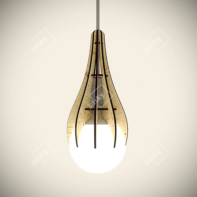 Parametric Wooden Pendant Light 3D model image 4