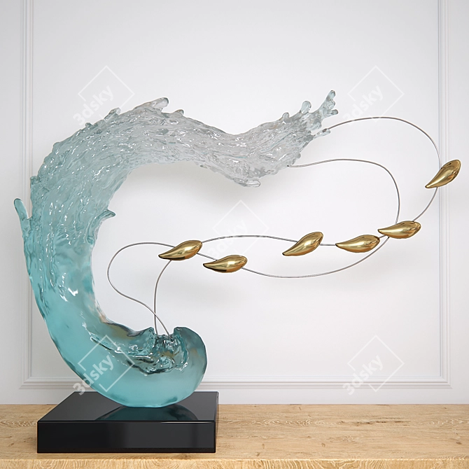 Birds in Resin: Abstract Glass Sculpture 3D model image 2