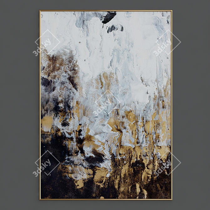 Golden Abstract Art Prints 3D model image 1