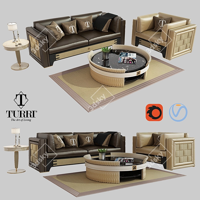 Elegant Turri NumeroTre Sofa Set 3D model image 1