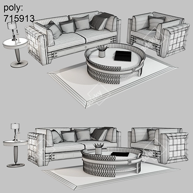 Elegant Turri NumeroTre Sofa Set 3D model image 3