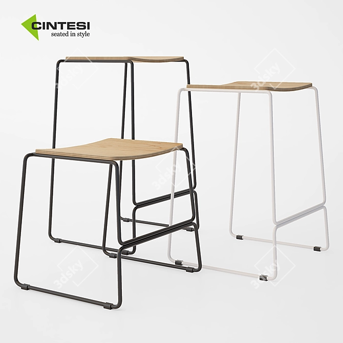 Versatile Wire Bar Stool: Colorado 3D model image 1