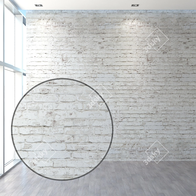 Vintage White Brick Pattern: High-Res Seamless Texture 3D model image 1