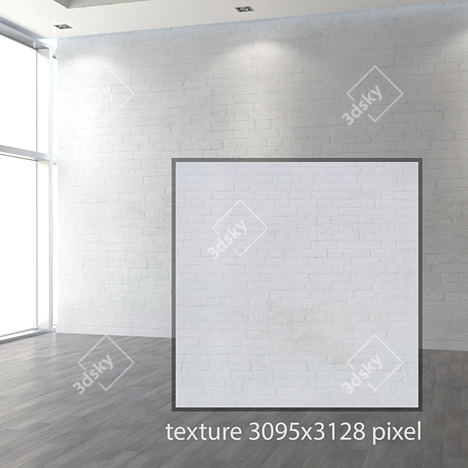 Seamless White Brick Texture 3D model image 2