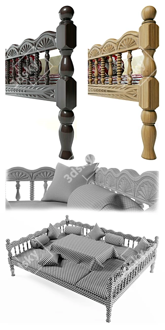 Uzbek Trestle Bed: East Meets West 3D model image 3