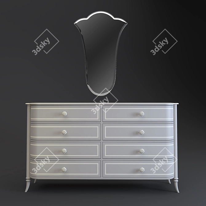 Classic Elegance Dresser & Mirror Set 3D model image 1
