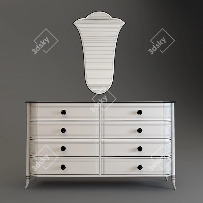 Classic Elegance Dresser & Mirror Set 3D model image 2