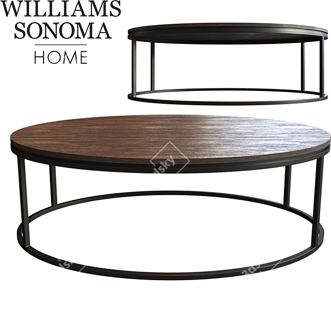 Rustic Oak & Iron Bowen Table 3D model image 1