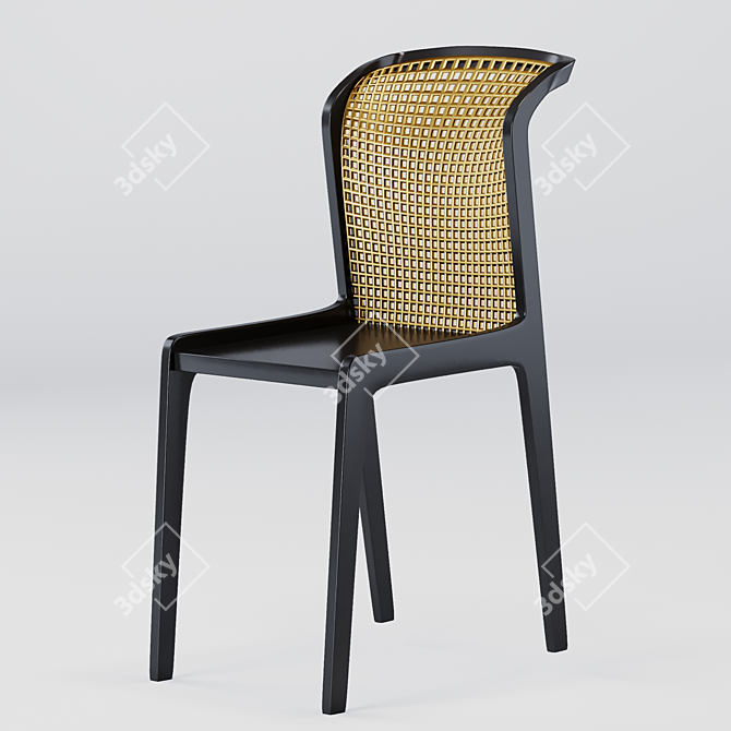  Modern Black & Gold Chair 3D model image 1