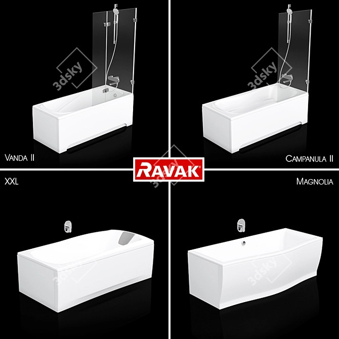 Ravak Set 06: XXL Baths in Magnolia, Campanula II & Vanda II 3D model image 1