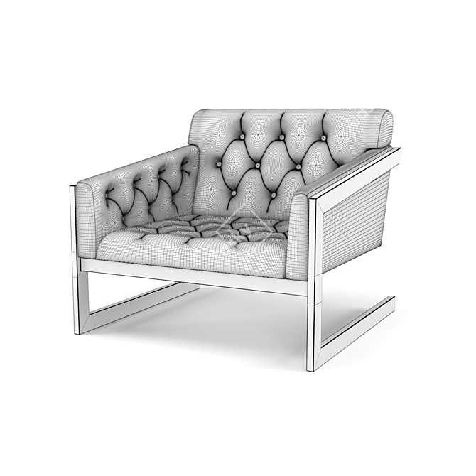 Elegant Brass & Velvet Lounge Chairs 3D model image 3