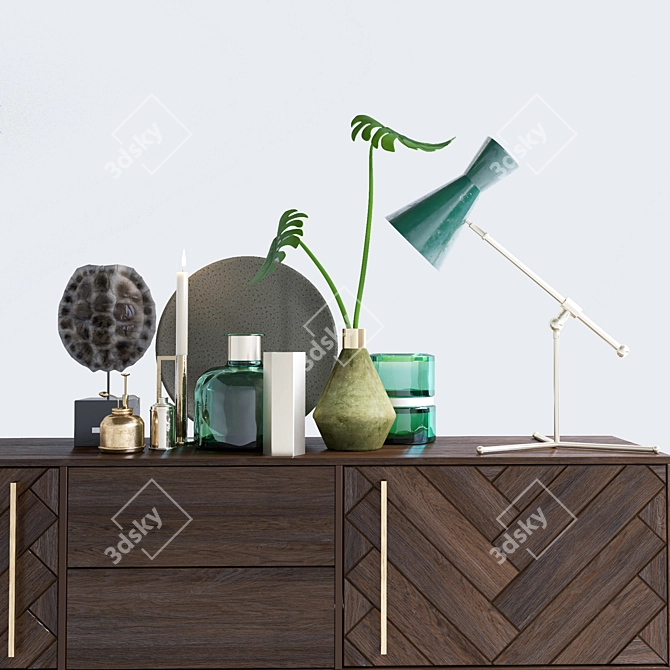 Elegant Sideboard Class: Decorative Set 3D model image 1